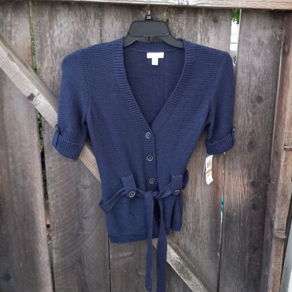 NWT Short Sleeved Belted Button Detail Cardigan Old Money Academia Career Preppy - Picture 6 of 13